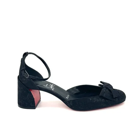 Christian Louboutin JANE BOW 55 Jacquard Marble Mary Jane Pumps Heels Shoe - Picture 12 of 16